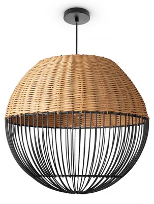Produktbild von Rattan Pendelleuchte Wohnzimmer Tischleuchte Boho Käfig Lampe Nachttisch Metall