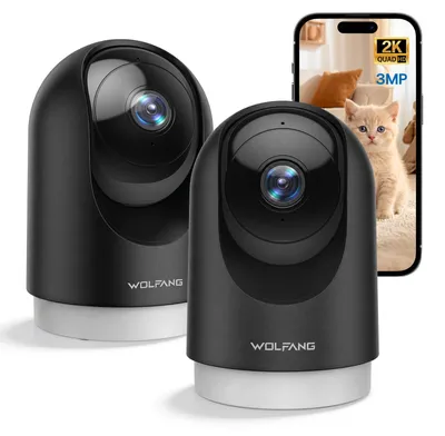 Productafbeelding van WOLFANG Bewakingscamera voor binnen, 2K, Wi-Fi camera voor binnen met 360° pan-tilt-zoom, automatische tracking
