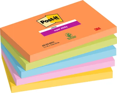 Produktbild von Post-it® Super Sticky Notes 76 x127 mm 6 Stück + 48 x 41 mm 5 Stück