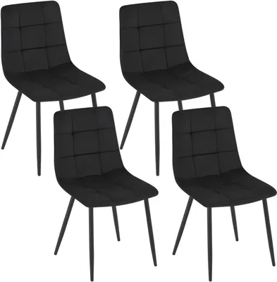 Produktbild von EUGAD 4 x Esszimmerstühle, Polsterstuhl, mit Samtbezug, Metallbeine Schwarz