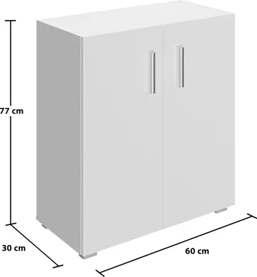 Image de Casaria Armoire avec portes 77 x 60 x 30 cm Meuble de rangement VELA blanc 2 niveaux pour salon bureau chambre