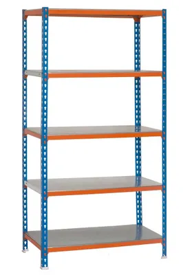 Produktbild von PROREGAL Schwerlastregal BIG METAL SHARK | HxBxT 200x100x50cm | Fachlast 180kg | Blau-Orange