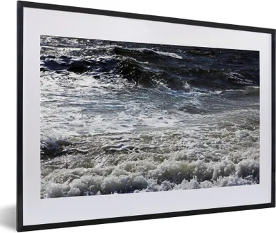 Produktbild von MuchoWow® Gerahmtes Poster Nordsee - Wasser - Wellen 60x40 cm - Poster mit Schwarzem Bilderrahmen Wandposter Rahmen Foto Bilder - Schlafzimmer - Plakat in Rahmen - Drucken