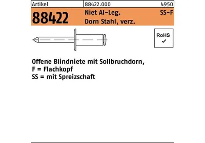 Produktbild von Blindniete R 88422 FLAKO 4,8x 12 Niet AIu/Dorn Stahl verz. 500 Stück