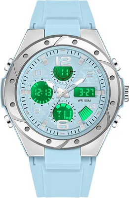 Produktbild von Digitale Damen Sportuhr mit LED Beleuchtung, Wecker, Stoppuhr, 5ATM Wasserdicht, Analog Digital Armbanduhr für Teenager Mädchen