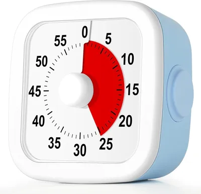 Produktbild von Visuelle Timer 60 Minuten, leise Funktion, rotes Kreisdesign, für Zeitmanagement