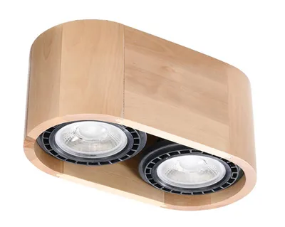 Image de Plafonnier BASIC 2 bois naturel 2xGU10/ES111 10W bois 10x14x27cm Sollux Lighting
