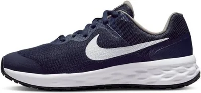 A side view of a single Nike running shoe.