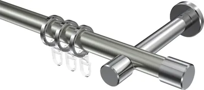 Produktbild von Interdeco Gardinenstange / Vorhangstange Edelstahl-Optik / Chrom, Typ Prestige Santo (Kappe), 20 mm Ø 1-läufig, 540 cm