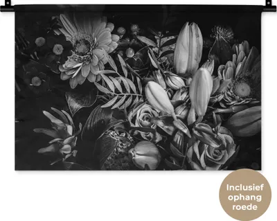 Produktbild von MuchoWow® Wandteppich Wandbehang Blumenstrauß - Stilleben - Blumen - Pflanzen - Rot 60x40 cm Tapisserie Dekoration Wandtuch - Wanddekorationen