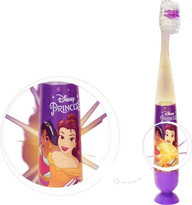 Obrázok produktu pre Tinokou, svietiaca detská zubná kefka Disney Princess s prísavkou, viacfarebná