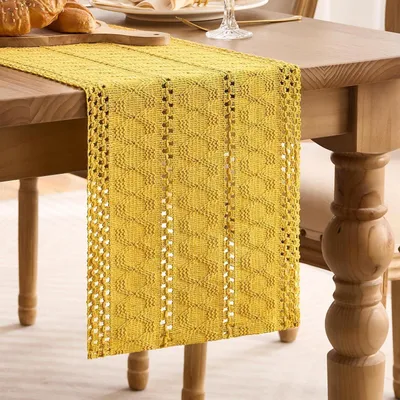 Obrázok produktu pre Běžec na stôl, žltý, rustikálny štýl, bavlna, ľan, 30 x 180 cm
