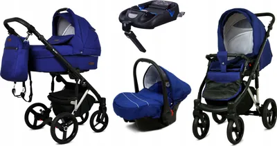 Produktbild von BabyLux® UZO | 4in1 Kinderwagen Set | Sailor Blue | Kombikinderwagen | Kinderwagenset | Isofix-B