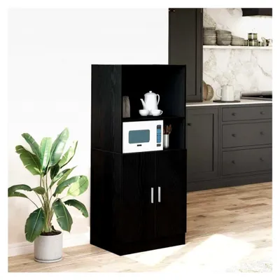 Produktbild von Küchenschrank Schwarz 57 x 41,5 x 131,5 cm Holzschrank & Aufbewahrung