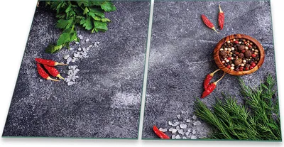 Produktbild von Herdabdeckplatten Glaskeramik Spritzschutz Glas Universal 2-Teilig 2x40x52 Paprika Rot