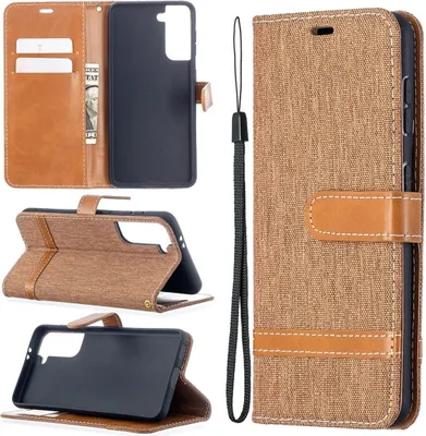 Produktbild von König Design Hülle kompatibel mit Samsung Galaxy S21 Kunstleder Handyhülle - Handy Case Braun