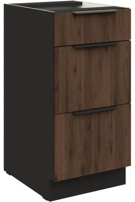 Productafbeelding van Onderkast met lades, model 40 SILVIA 11, kleur zwart / okapi eikenhout