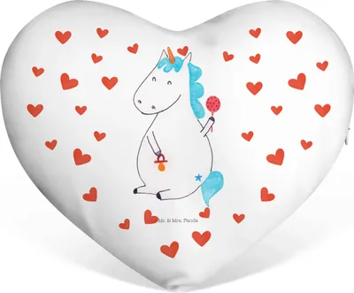 Produktbild von Mr. & Mrs. Panda Sofakissen Einhorn Baby - Weiß - Geschenk, Liebeskissen, Party, dekoartikel, Herzkissen, Mutter, Unicorn, Geburtstag, Dekokissen, Geburt