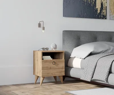 Obrázok produktu pre Skye Decor, Barlo- Barlo PUQ, farba orech, nočné stolíky a skrinky, 50x40x40 cm, 100% melamínom potiahnutá drevotrieska