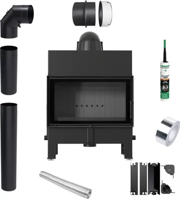 Kamineinsatz EKO KRATKI FLOKI M 10 kW fi 200 Schwarz TERMOTEC Rohrsatz