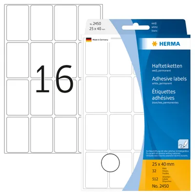 Produktbild von HERMA Vielzweck Etiketten 25 x 40 mm weiß 512 Etiketten