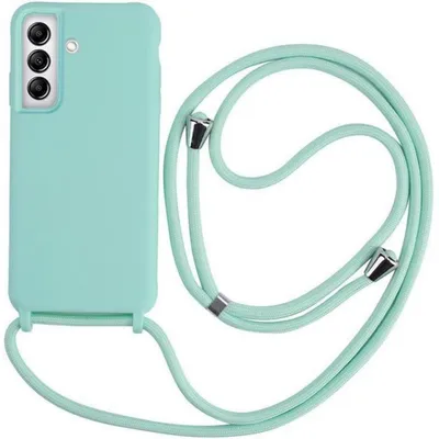 Productafbeelding van Telefoonschaal met koord voor de Samsung Galaxy A14 5G, slanke siliconen beschermhoes met touw, lichtgroen