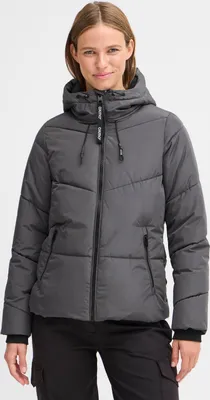 Produktbild von OXMO OXJuchena Damen Steppjacke Winterjacke Jacke mit Kapuze Reißverschlusstaschen regulierbarem Elastikband Rippbündchen Label-Details Regular fit