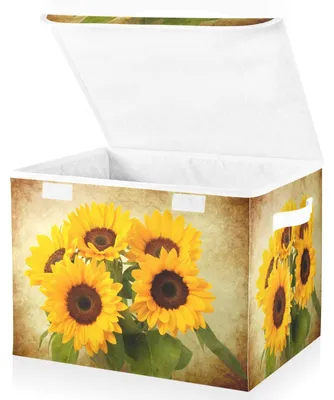 Productafbeelding van Solidchoice - Grote Opbergdoos met Deksel - Zonnebloemen Shabby Chic