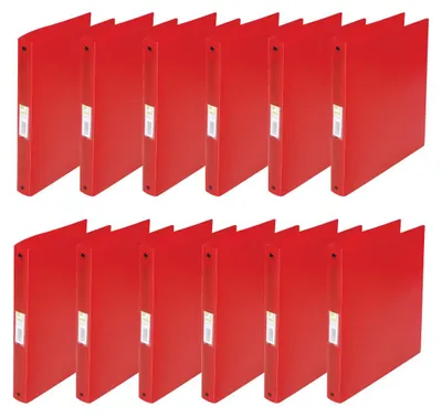 Produktbild von Q-Connect KF02907 Ringbuch / 12 Stück/ A4 4-Ring 25 mm/Farbe: Rot Transparent/au