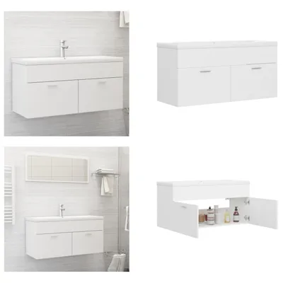 Produktbild von vidaXL Waschbeckenunterschrank mit Einbaubecken Weiß Holzwerkstoff - Waschbeckenunterschrank Mit Waschbecken - Waschbeckenunterschränke Mit Waschbecken - Waschbeckenunterschrank - Waschbeckenunterschränke