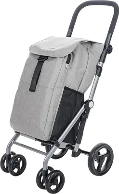 Productafbeelding van Winkelwagen met 4 wielen - Opvouwbare supermarktwagen met een draagvermogen van 25 kg, een hoofdvak van 53 liter en een koelvak van 9 liter