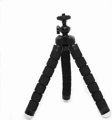 Image de Support de seiche réglable avec support de téléphone, trépied compact et léger, streaming en direct, selfie, pince à pieuvre, support de pieuvre, support de seiche (Black)