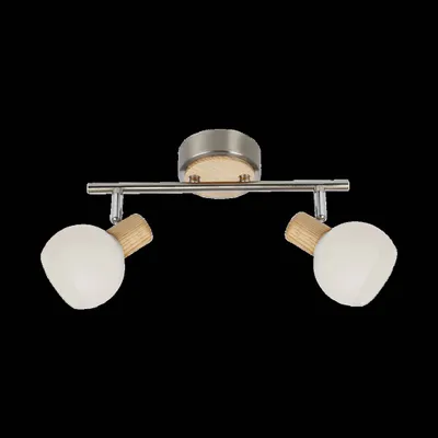 Immagine prodotto di Plafoniera TONG 2xE14/25W, nichel satinato/legno chiaro/bianco L: 420, L: 100, H: 170, attacco E14, dimmerabile