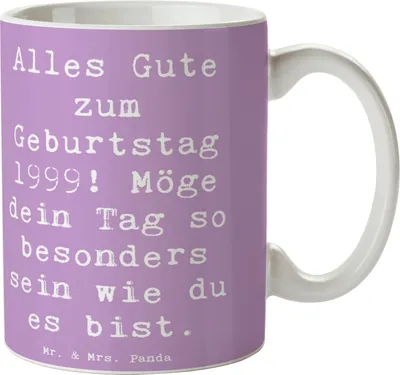 Produktbild von Mr. & Mrs. Panda Teetasse Spruch 1999 Geburtstag - Lavendeltraum - Geschenk, 1999er Jahrgang, Teebecher, Happy Birthday, Wünsche, Geboren am, Geburtstagsspruch, Tasse