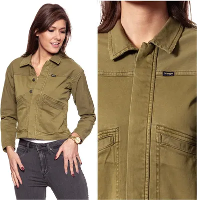 Produktbild von WRANGLER Damen, Jeansjacke CROP JACKET, M, ARMY GREEN, jeansmantel, , jeansjacken