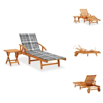 Produktbild von vidaXL Sonnenliege mit Tisch und Auflage Akazie Massivholz -  Sonnenliegen