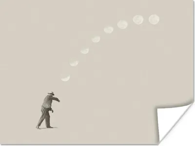 Produktbild von MuchoWow® Poster Jahrgang - Mond - Mensch 80x60 cm - Kunst für zu Hause