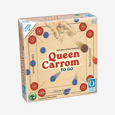 Produktbild von Queen Games Carrom Fingerbillard Brettspiel im kompakten To Go Reiseformat