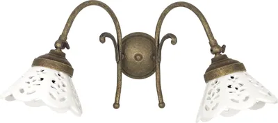 Produktbild von Deckenspot Echt-Messing Keramik E14 verstellbar in Bronze Antik matt Weiß 2-flammig Rustikal Keramiklampe