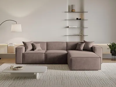 Produktbild von GrainGold Ecksofa L-Form Rechts Arizona - Moderne Ecksofa, Wohnzimmer Ecksofa - Eckcouch Braun (Whisper 5)