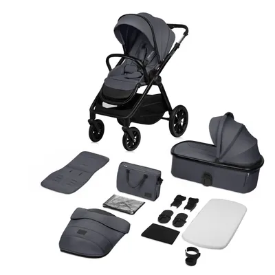 Produktbild von Lionelo Kombikinderwagen Layla 2in1 Babywanne und Buggy bis 22n kg, Babywanne bis 9 kg, 360° Schwenkbare PolyurethanRäder, XXL Verdeck - Grau