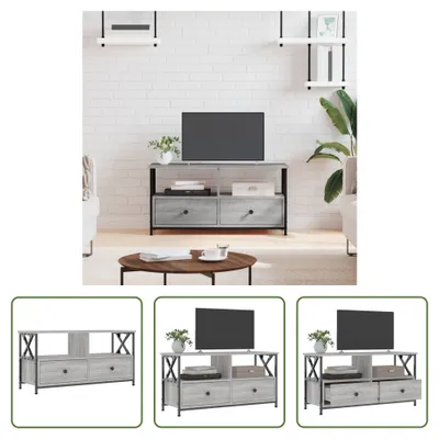 Obrázek produktu pro The Living Store TV skříňka Grey Sonoma 90x33x45 cm Materiál na bázi dřeva a železa