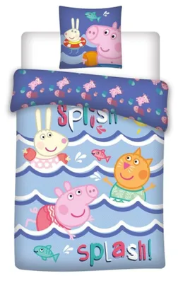 Obrázok produktu pre Obliečka na perinu Peppa Pig Splash 140 x 200 cm - 65 x 65 cm - bavlna