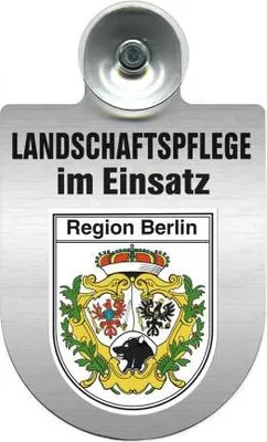 Produktbild von Einsatzschild mit Saugnapf - Landschaftspflege im Einsatz - incl. Regionenwappen 393823 Color - Region Berlin