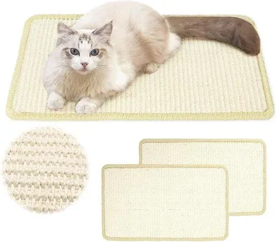 Produktbild von Famanu Kratzmat für Katzen - 2 Stück Sisal Teppich Wand Kratzkissen Bodenbeschützer Antirutsch - 40 cm x 60 cm