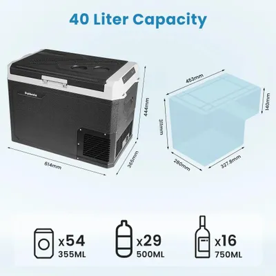 Produktbild von Tragbarer Autokühlschrank - Kompressor-Kühlbox 40 l - 12/24 V - Kühlen und Gefrieren - -20 bis 20 °C - Für Camping und Reisen