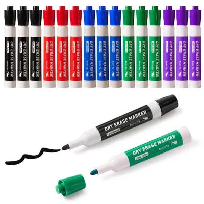 Produktbild von Whiteboardstifte 15 Stück, 5 Farben, 2,7 mm Rundspitze, für Whiteboards