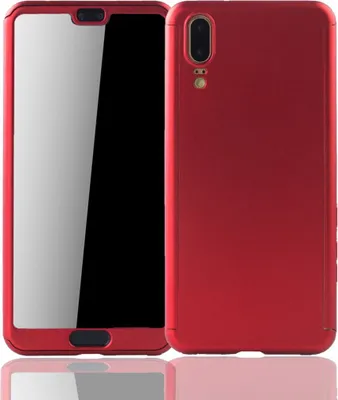 Productafbeelding van Beschermhoes voor Huawei P20, volledige hoes met schermbescherming, 360 graden, rood