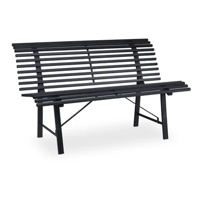 Produktbild von Relaxdays Gartenbank, 2 Sitzer, HBT: 79 x 130 x 75 cm, robuster Stahl, wetterfeste Sitzbank, stabile Parkbank, anthrazit