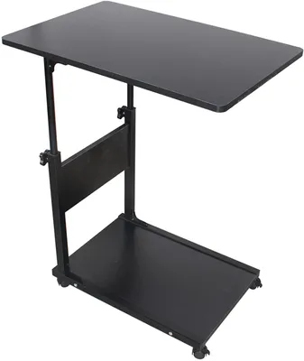 Produktbild von Schwarz  Computertisch  mit Rollen  Beistelltisch Bett Laptoptisch   Nachttisch  Seitenschrank Beweglicher Sofatisch  höhenverstellbar   Kaffeetisch  Notebooktisch für Zuhause